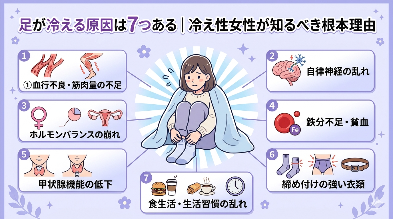 足が冷える原因は7つある｜冷え性女性が知るべき根本理由