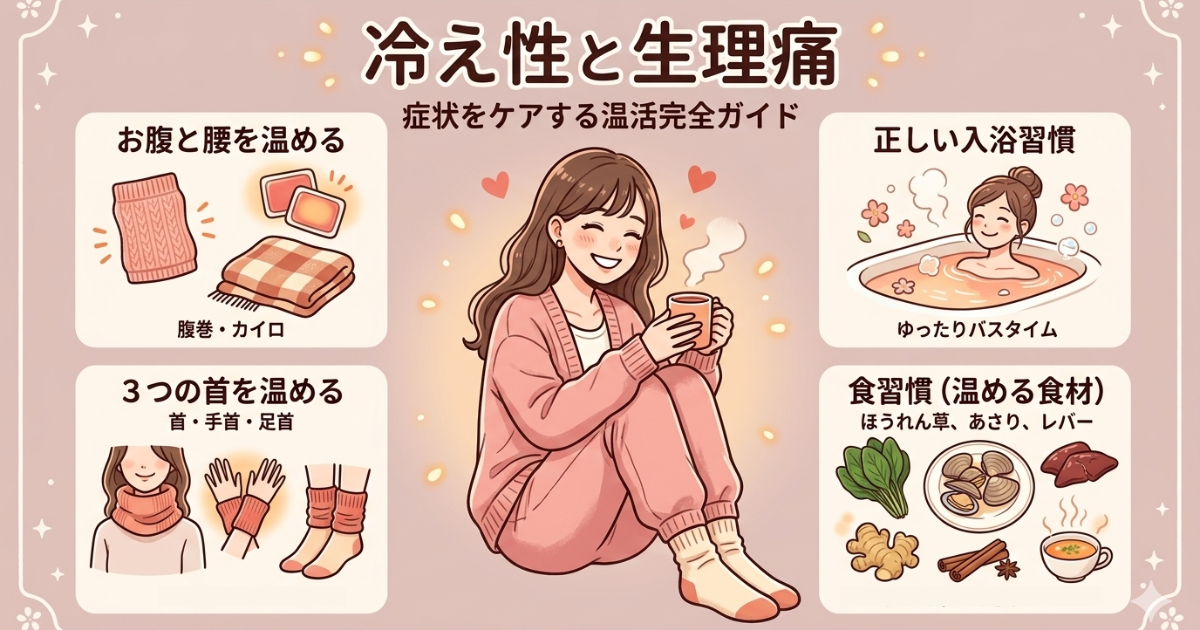 冷え性と生理痛をイメージした女性のイラスト画像