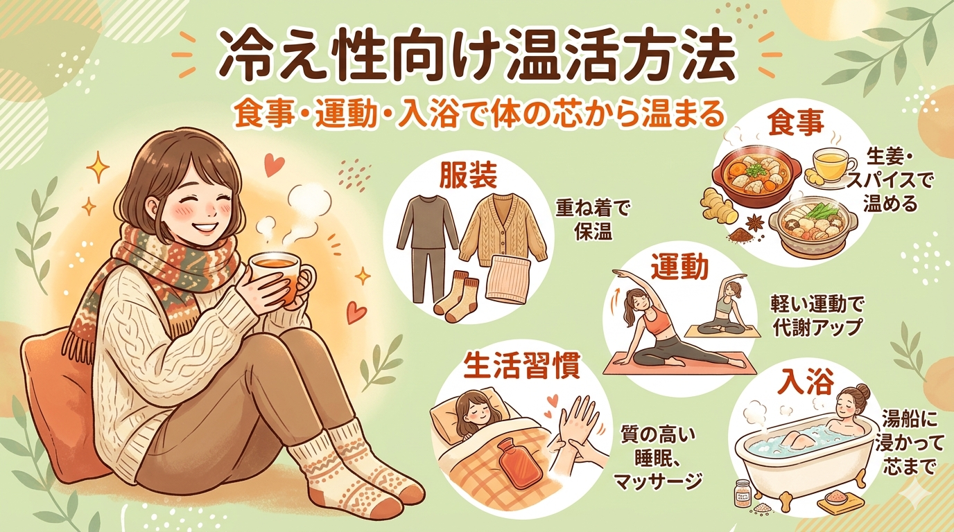 冷え性向け温活方法まとめ｜食事・運動・入浴で体を温める生活習慣