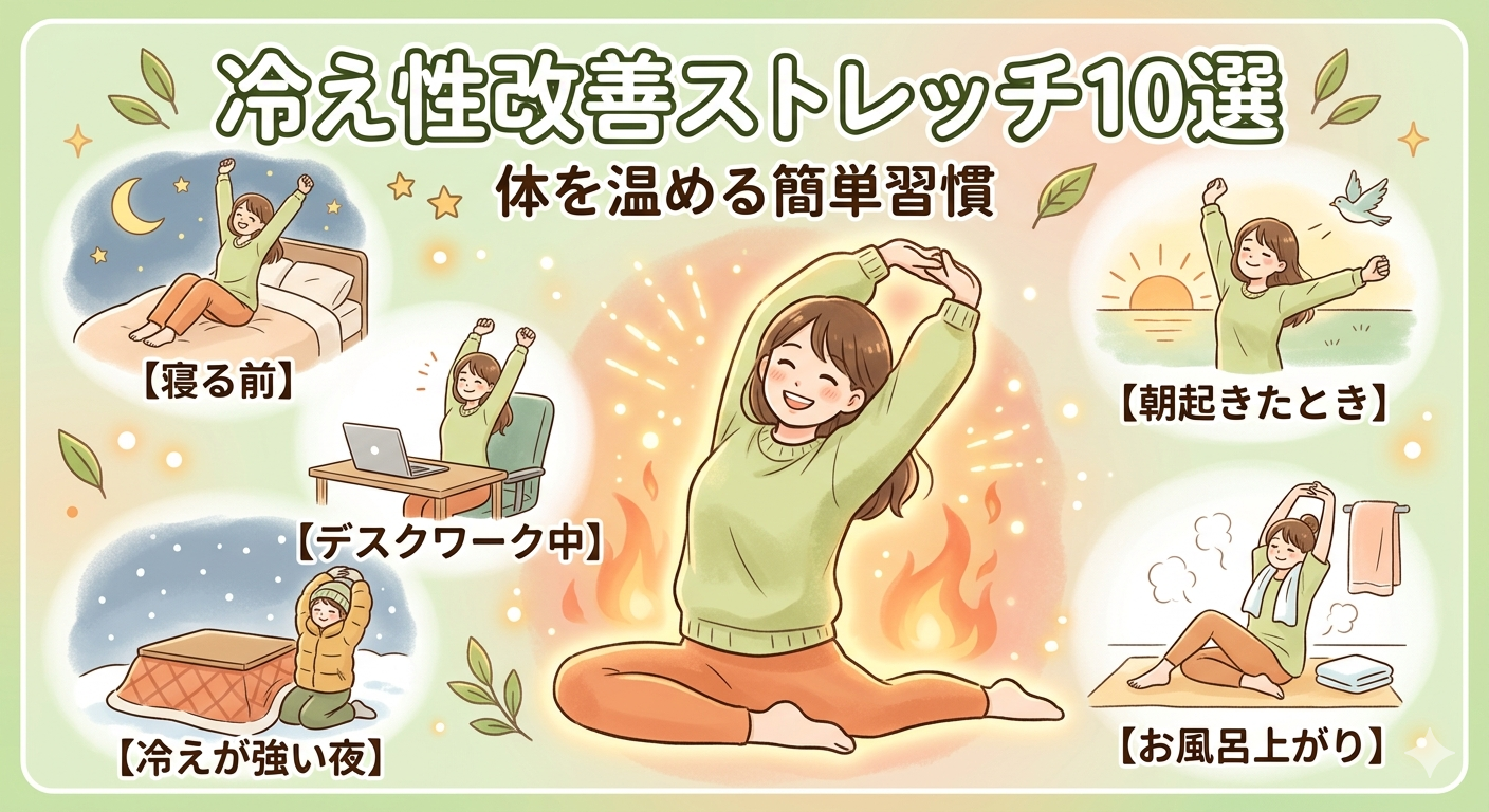 冷え性改善ストレッチ10選｜血行を促進して体を温める簡単習慣