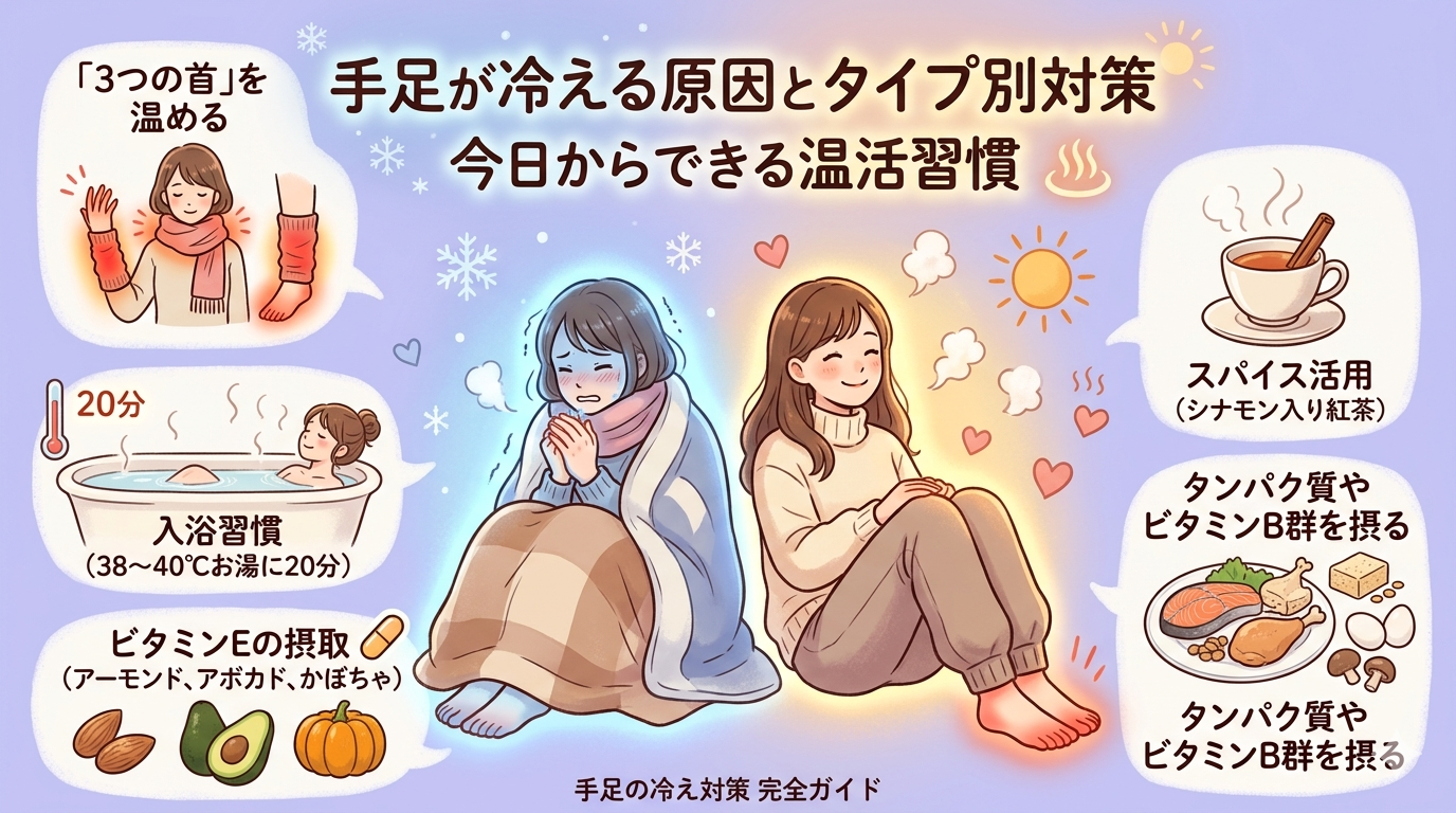 手足が冷える原因を表現したイラスト画像