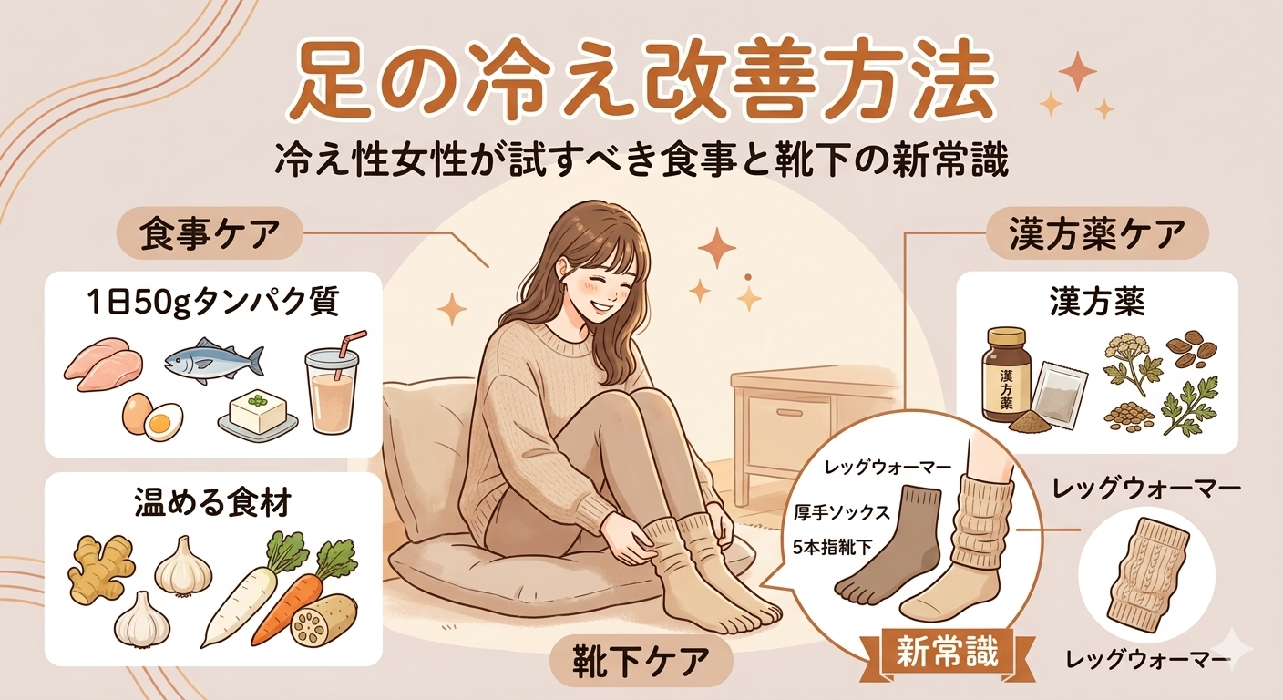 足の冷え改善方法まとめ｜冷え性女性が試すべき食事と靴下の新常識